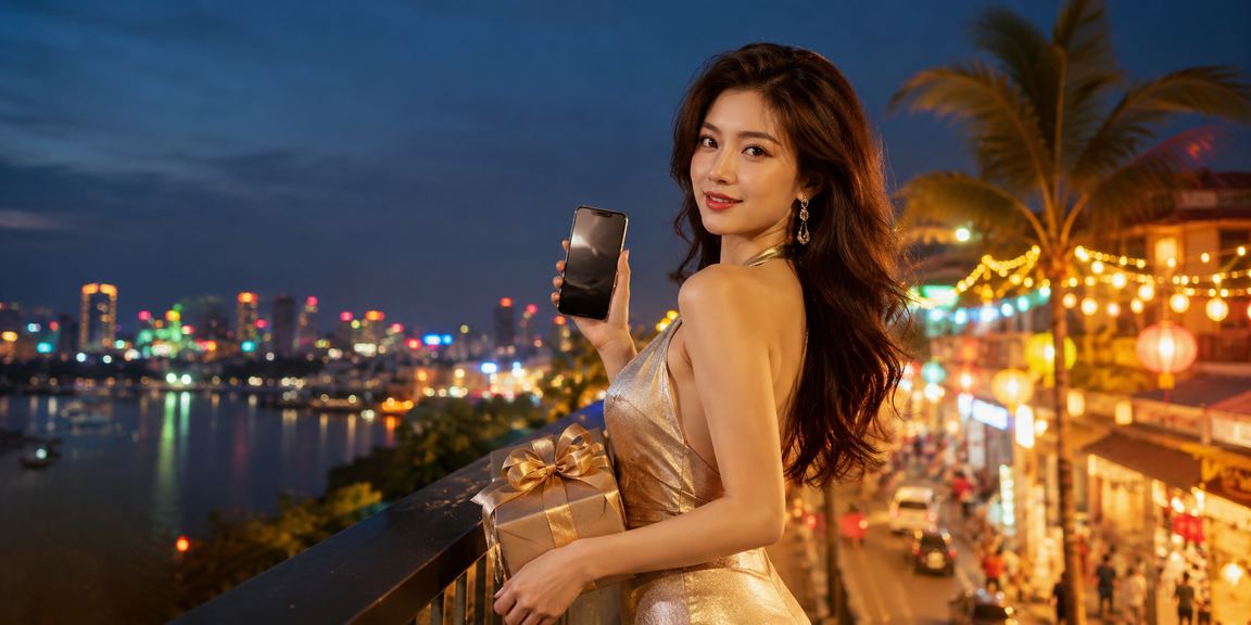 Người dùng tại Hà Nội trải nghiệm casino trực tuyến trên điện thoại giữa không khí chợ đêm sôi động