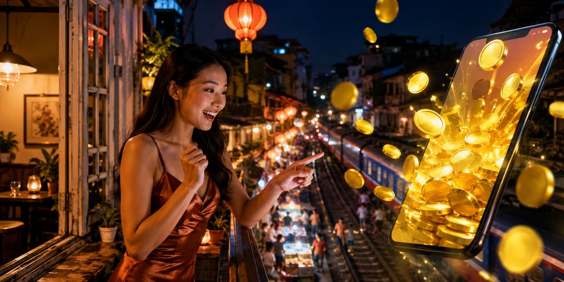 Người dùng Hà Nội truy cập casino trên điện thoại di động tại quán cà phê