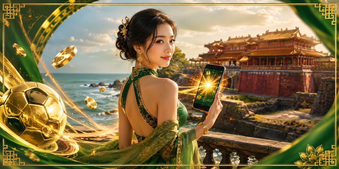 Người dùng tại Huế tận hưởng live casino trên điện thoại bên bờ biển chiều tà
